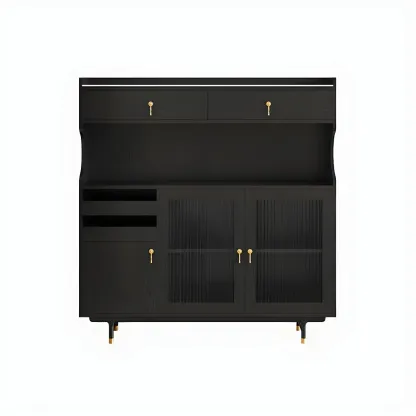 Nordic Wooden Glass Display Cabinet with Storage Drawers Image - 11