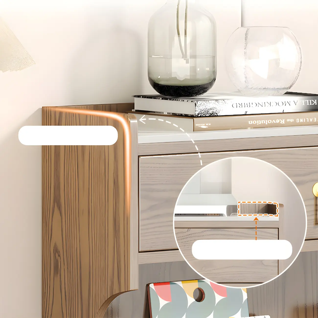 Nordic Wooden Glass Display Cabinet with Storage Drawers Image - 13 | homeyfad