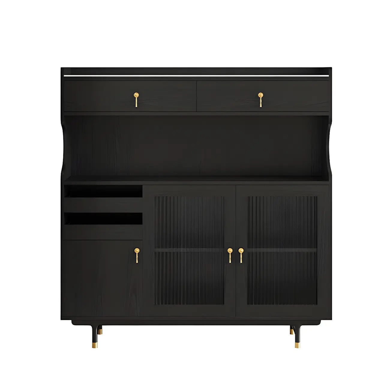 Nordic Wooden Glass Display Cabinet with Storage Drawers Image - 18 | homeyfad