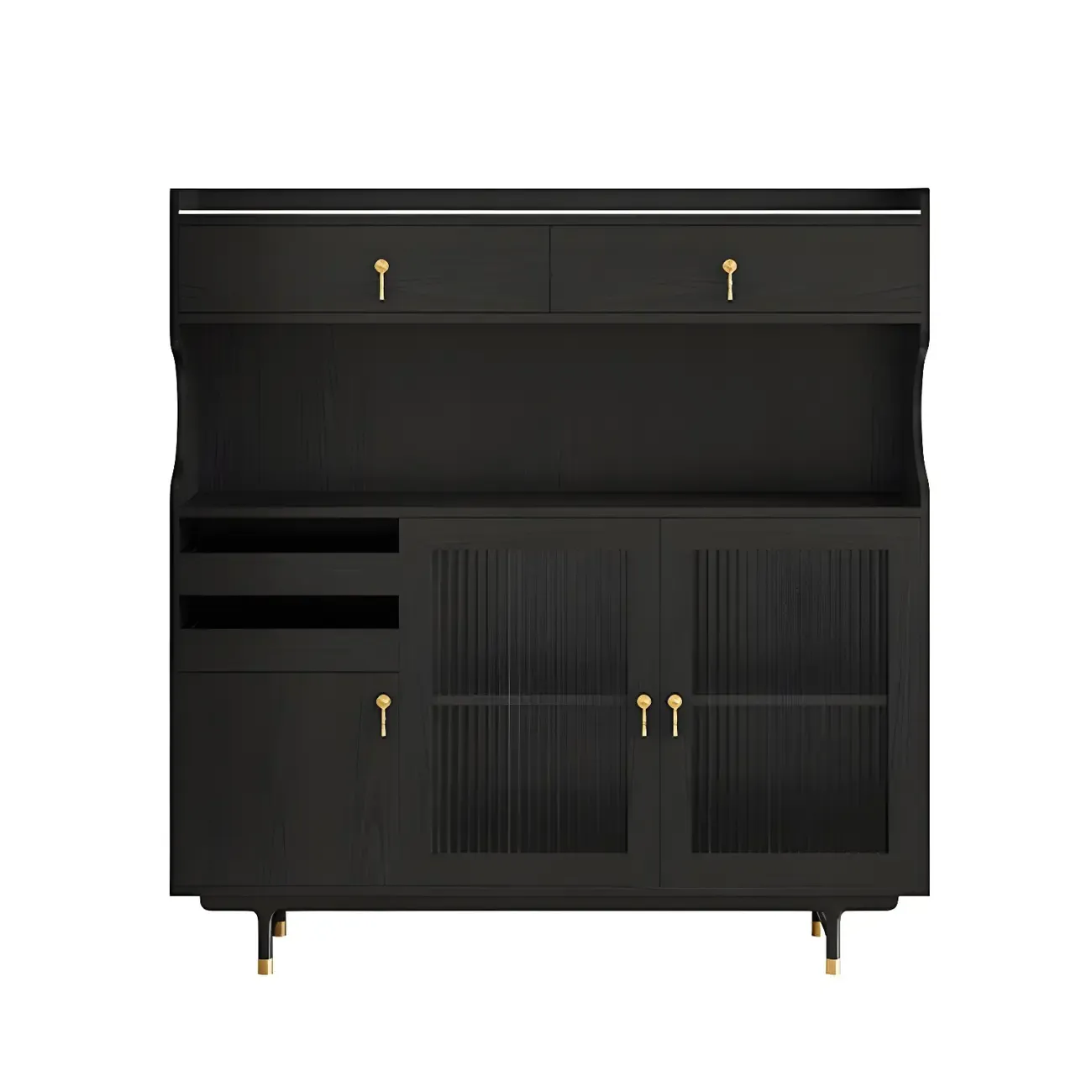 Nordic Wooden Glass Display Cabinet with Storage Drawers Image - 18