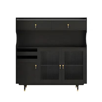 Nordic Wooden Glass Display Cabinet with Storage Drawers Image - 18