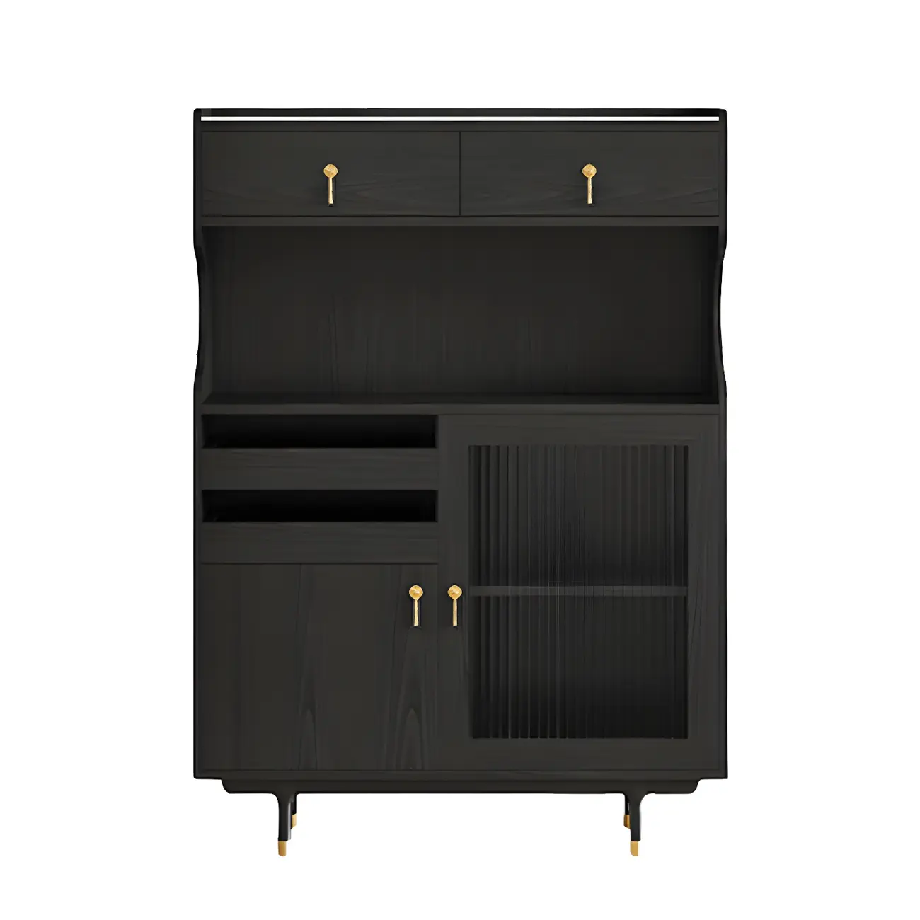 Nordic Wooden Glass Display Cabinet with Storage Drawers Image - 19 | homeyfad