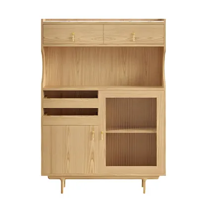 Nordic Wooden Glass Display Cabinet with Storage Drawers Image - 20