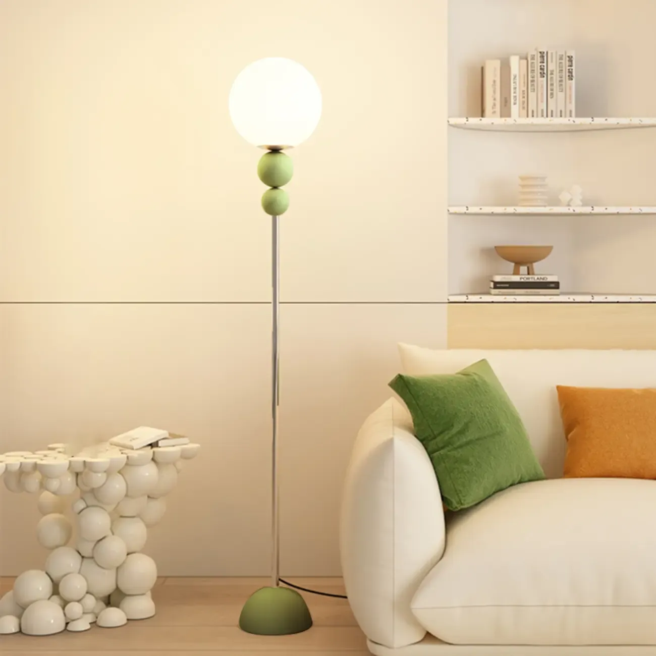 Adjustable Floor Lamp with Globe Shade for Living Room Image - 1