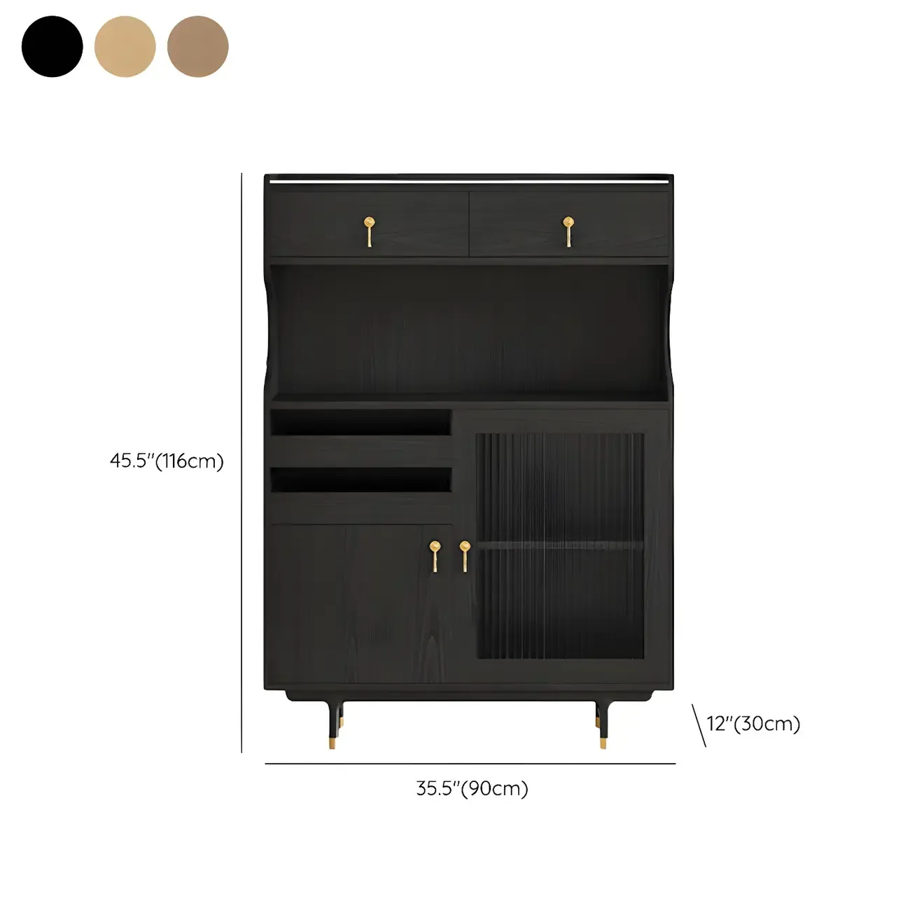 Nordic Wooden Glass Display Cabinet with Storage Drawers Image - 23