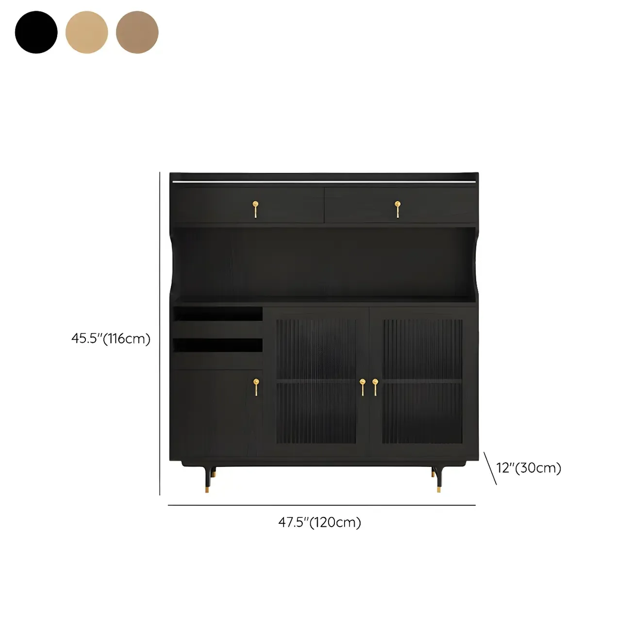 Nordic Wooden Glass Display Cabinet with Storage Drawers Image - 25