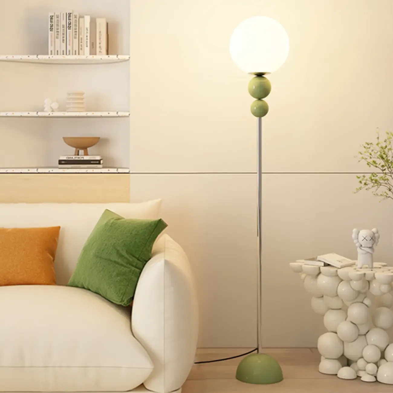 Adjustable Floor Lamp with Globe Shade for Living Room Image - 3