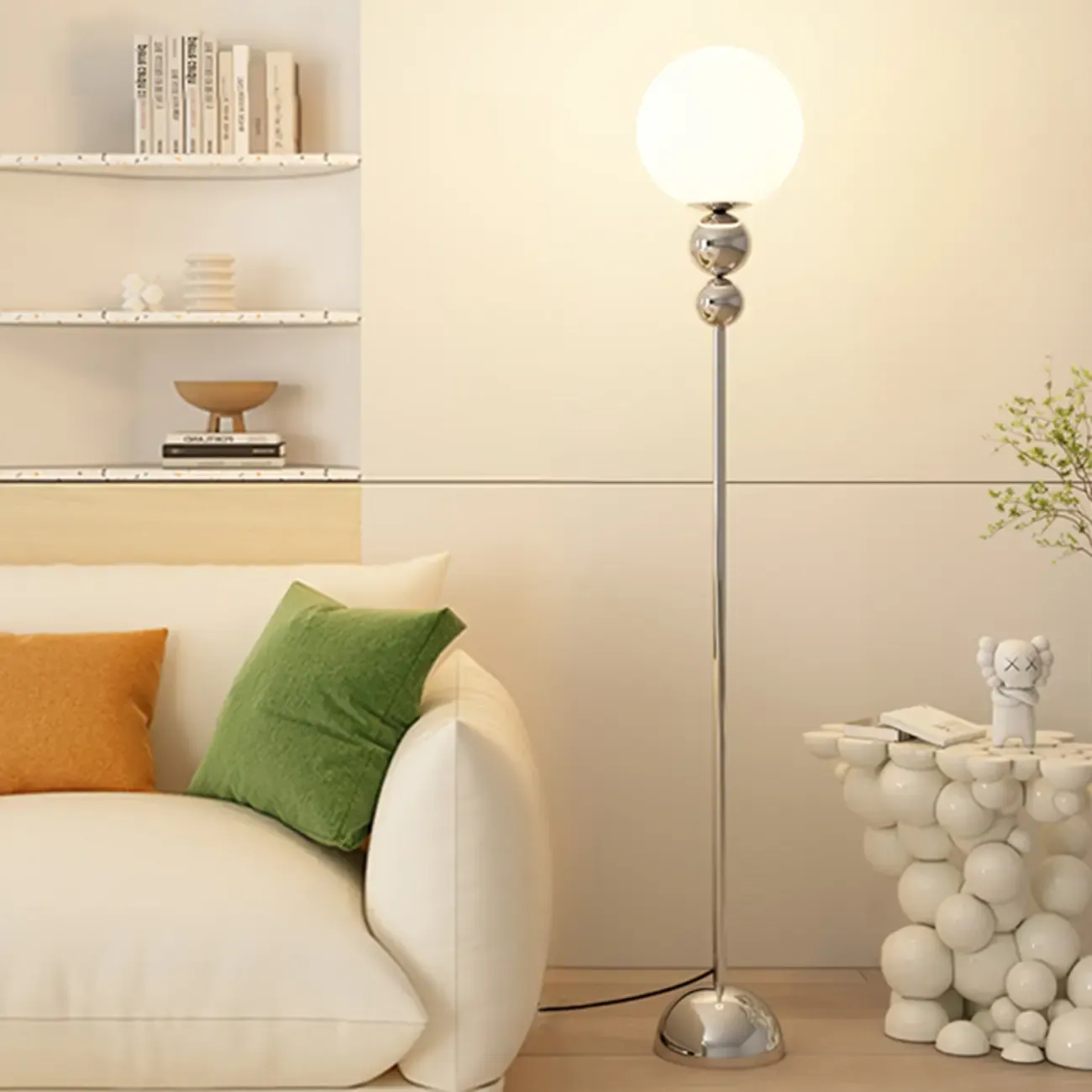 Adjustable Floor Lamp with Globe Shade for Living Room Image - 5