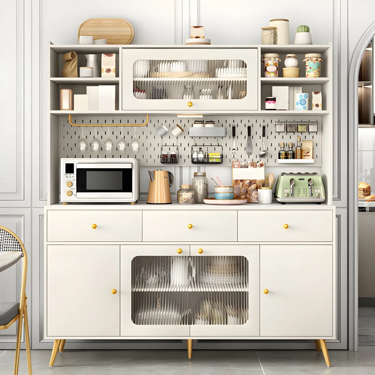 Contemporary Wooden Display Cabinet with Drawers for Dining Room Image - 1 | homeyfad