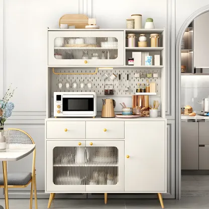 Contemporary Wooden Display Cabinet with Drawers for Dining Room Image - 3