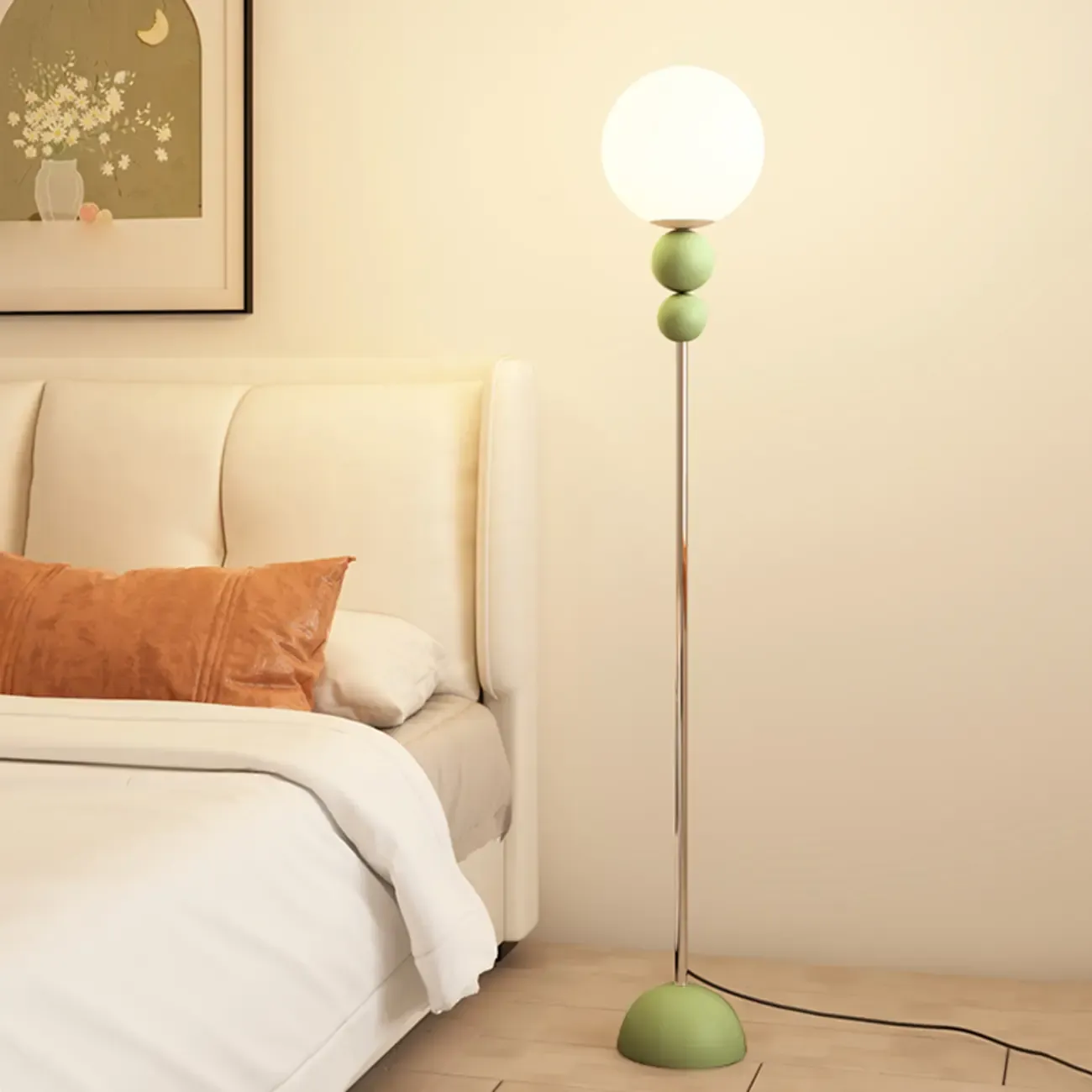 Adjustable Floor Lamp with Globe Shade for Living Room Image - 7