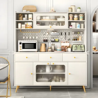 Contemporary Wooden Display Cabinet with Drawers for Dining Room Image - 6