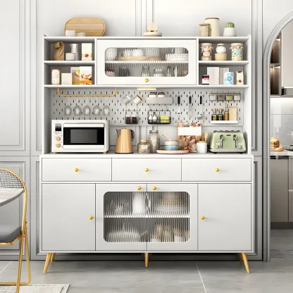 Contemporary Wooden Display Cabinet with Drawers for Dining Room Image - 11