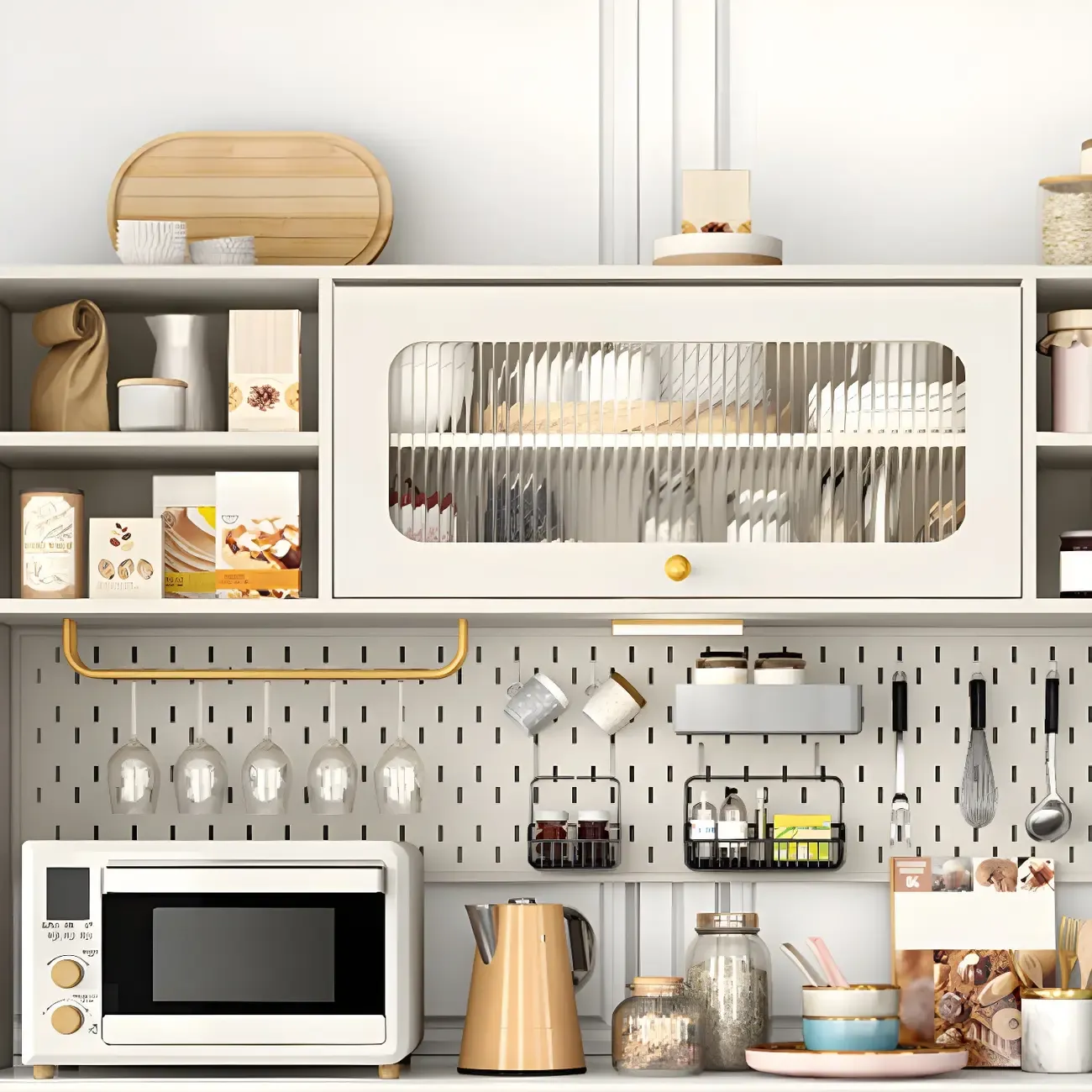 Contemporary Wooden Display Cabinet with Drawers for Dining Room Image - 12