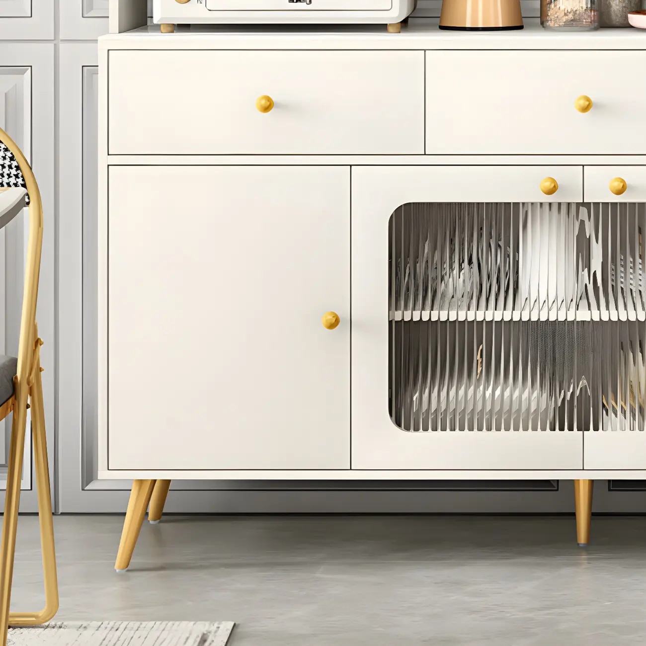 Contemporary Wooden Display Cabinet with Drawers for Dining Room Image - 13 | homeyfad