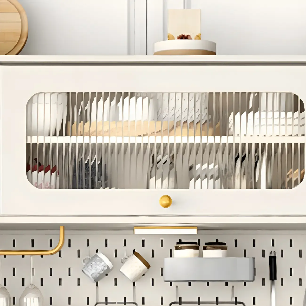 Contemporary Wooden Display Cabinet with Drawers for Dining Room Image - 14