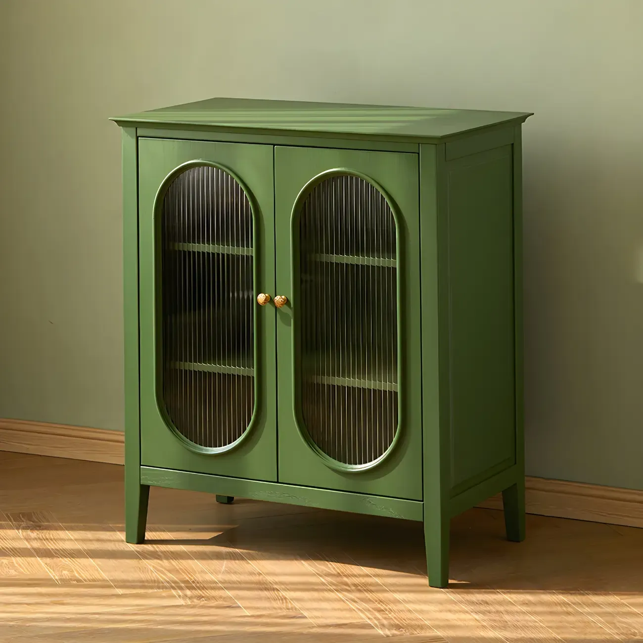 Elegant Wooden Display Cabinet with Glass Doors for Home Decor Image - 2