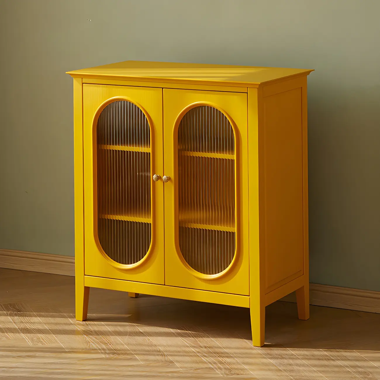 Elegant Wooden Display Cabinet with Glass Doors for Home Decor Image - 3 | homeyfad