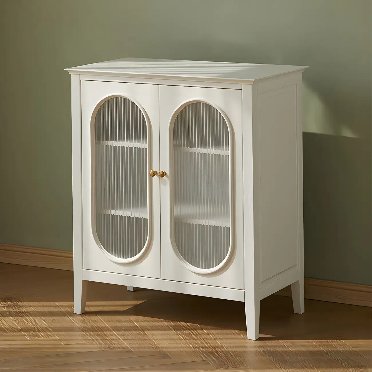 Elegant Wooden Display Cabinet with Glass Doors for Home Decor Image - 10