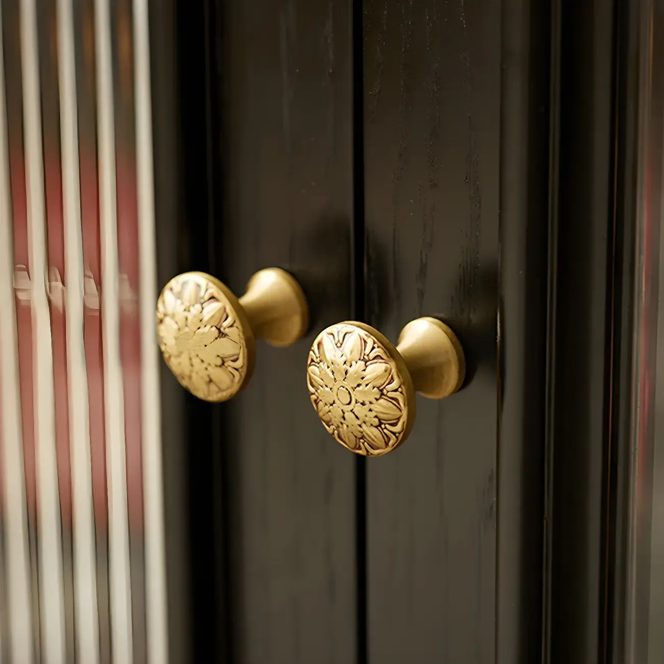 Elegant Wooden Display Cabinet with Glass Doors for Home Decor Image - 12