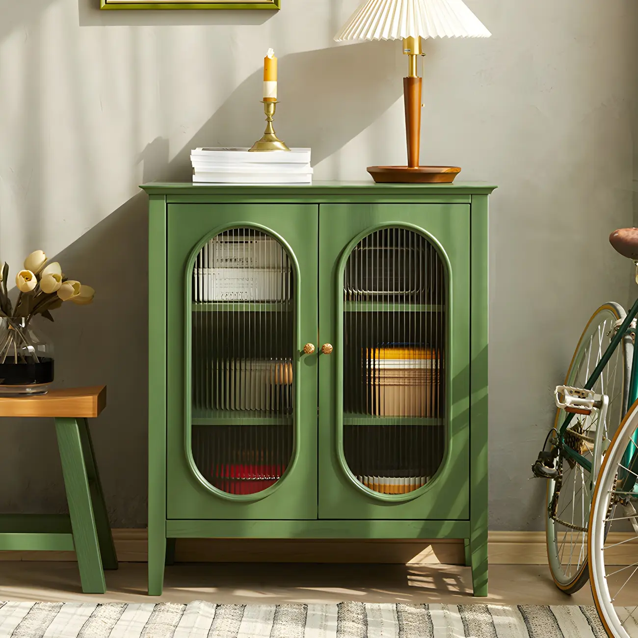 Elegant Wooden Display Cabinet with Glass Doors for Home Decor Image - 15 | homeyfad