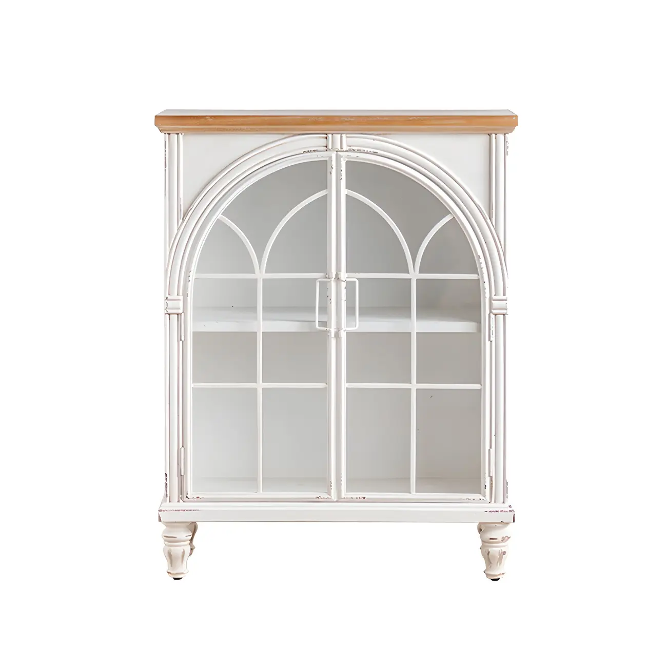 Classic Wooden Display Cabinet with White Curved Doors for Home Image - 4 | homeyfad