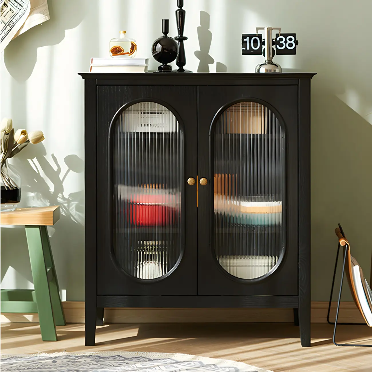 Elegant Wooden Display Cabinet with Glass Doors for Home Decor Image - 16 | homeyfad