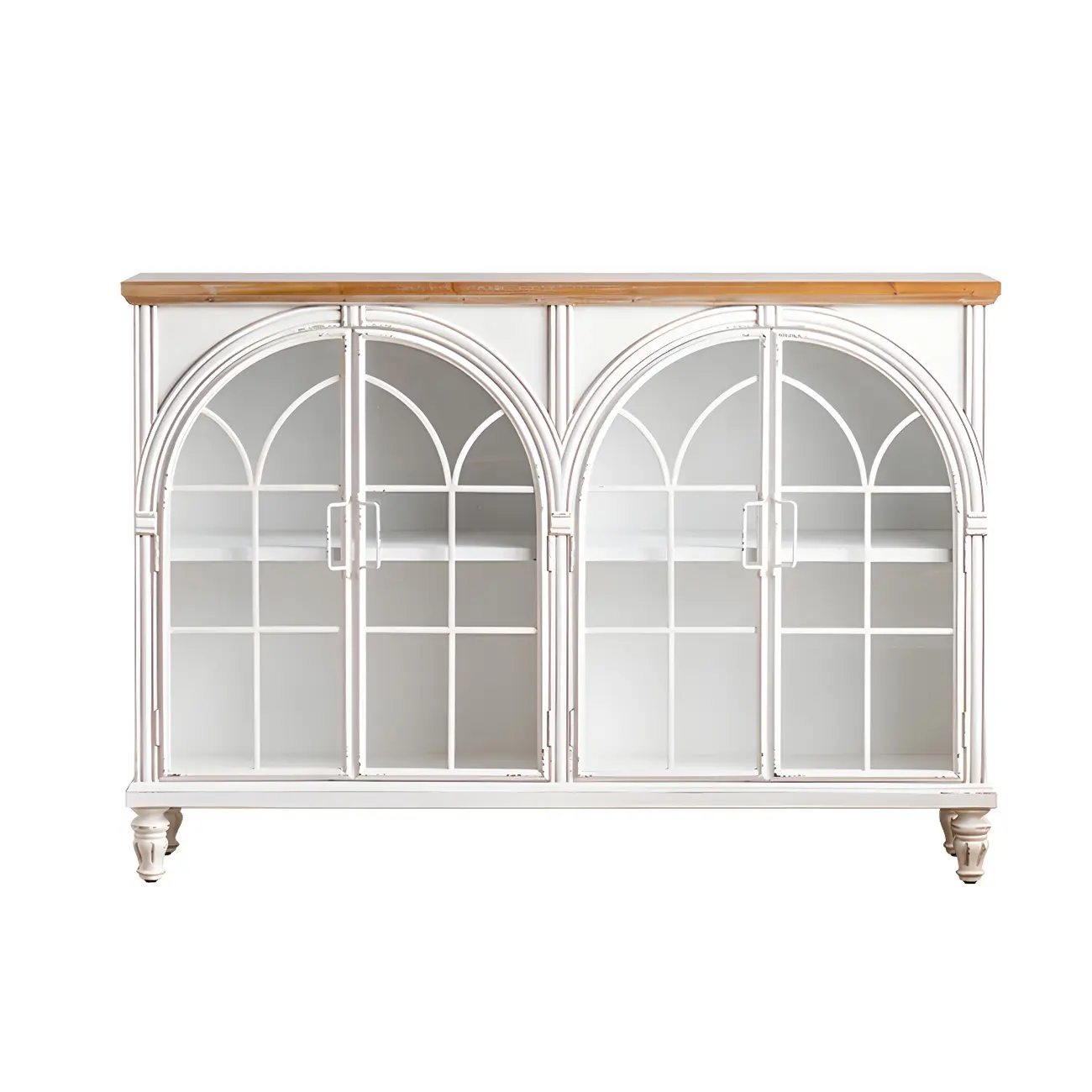 Classic Wooden Display Cabinet with White Curved Doors for Home Image - 5 | homeyfad