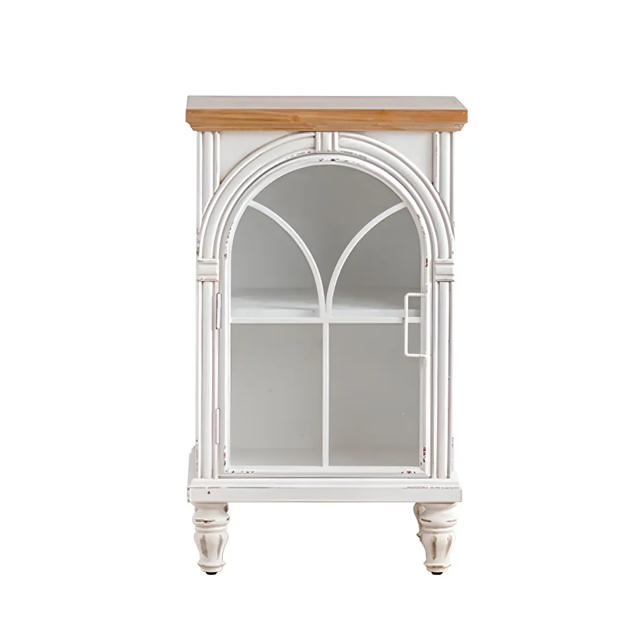 Classic Wooden Display Cabinet with White Curved Doors for Home - HomeyFad
