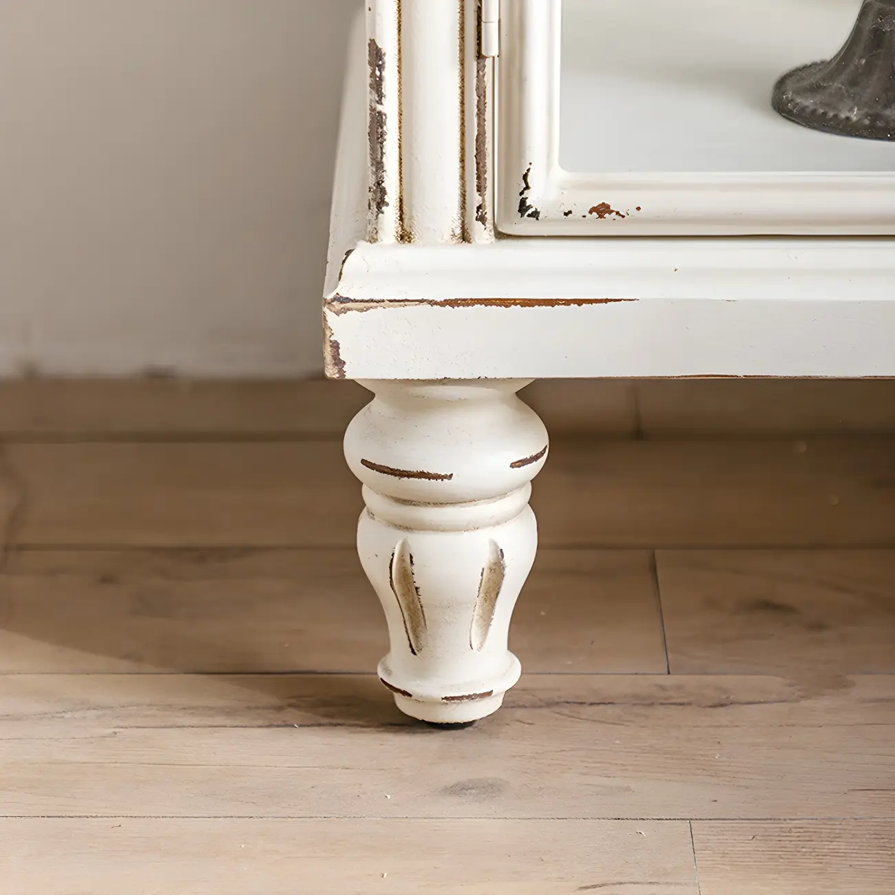 Classic Wooden Display Cabinet with White Curved Doors for Home Image - 11 | homeyfad