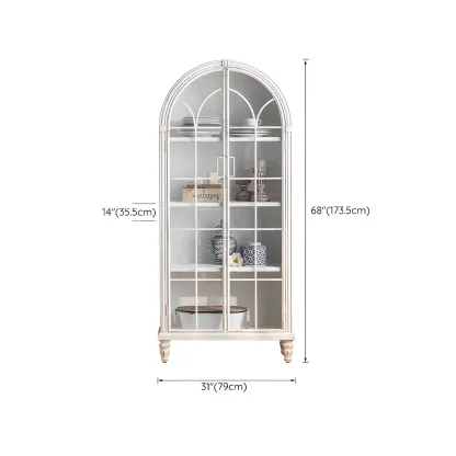 Classic Wooden Display Cabinet with White Curved Doors for Home #size