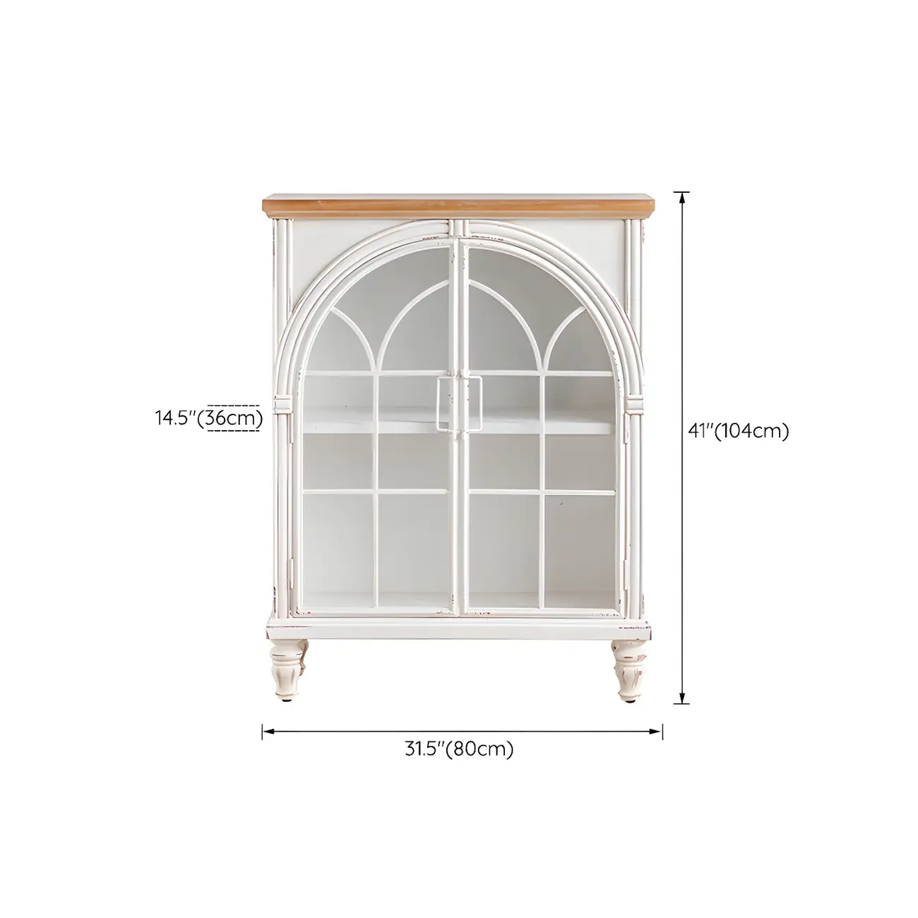 Classic Wooden Display Cabinet with White Curved Doors for Home Image - 15 | homeyfad