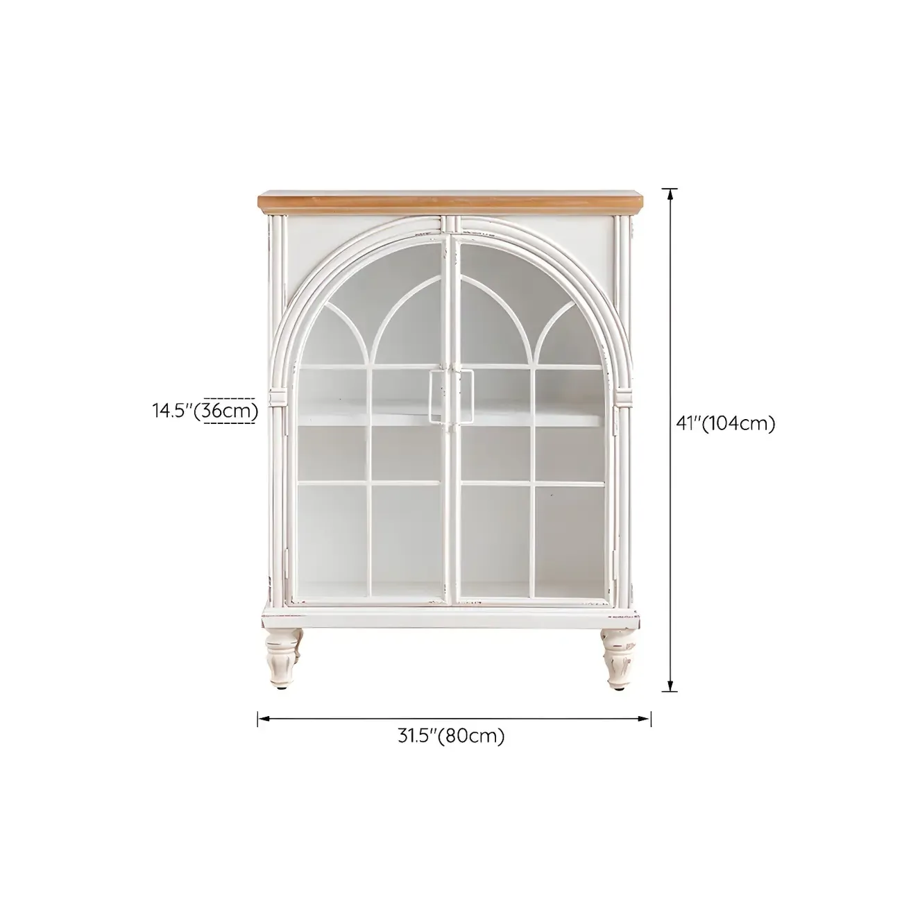 Classic Wooden Display Cabinet with White Curved Doors for Home Image - 15