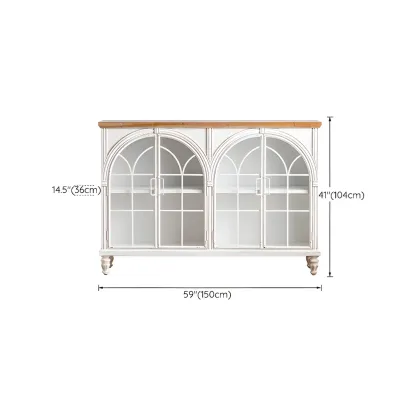 Classic Wooden Display Cabinet with White Curved Doors for Home Image - 16