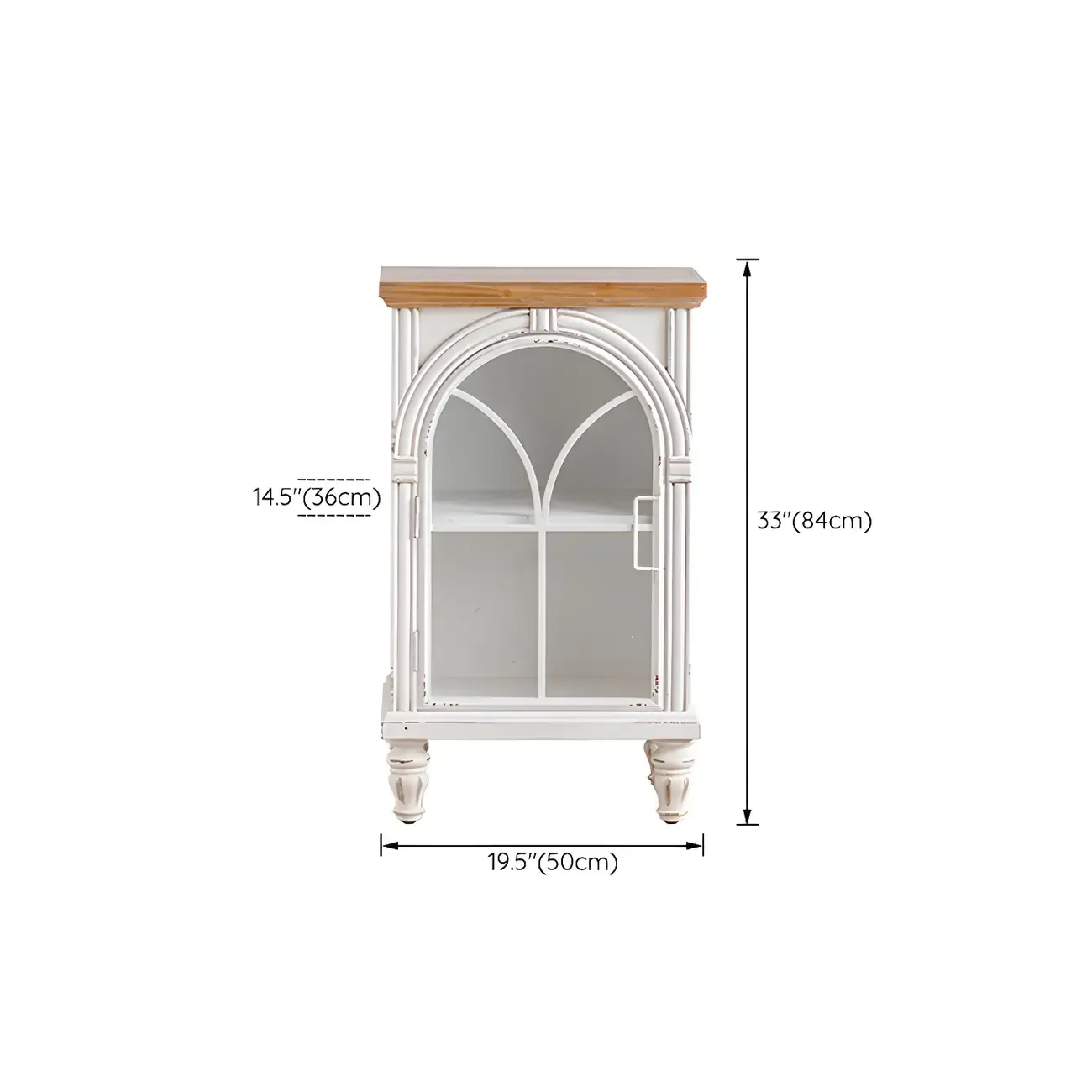 Classic Wooden Display Cabinet with White Curved Doors for Home Image - 17