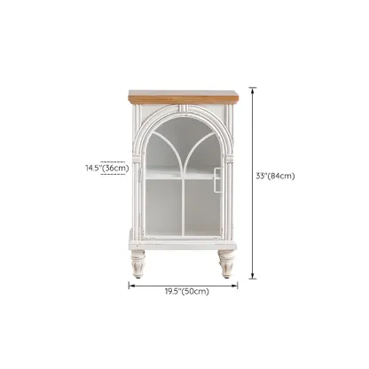 Classic Wooden Display Cabinet with White Curved Doors for Home Image - 17