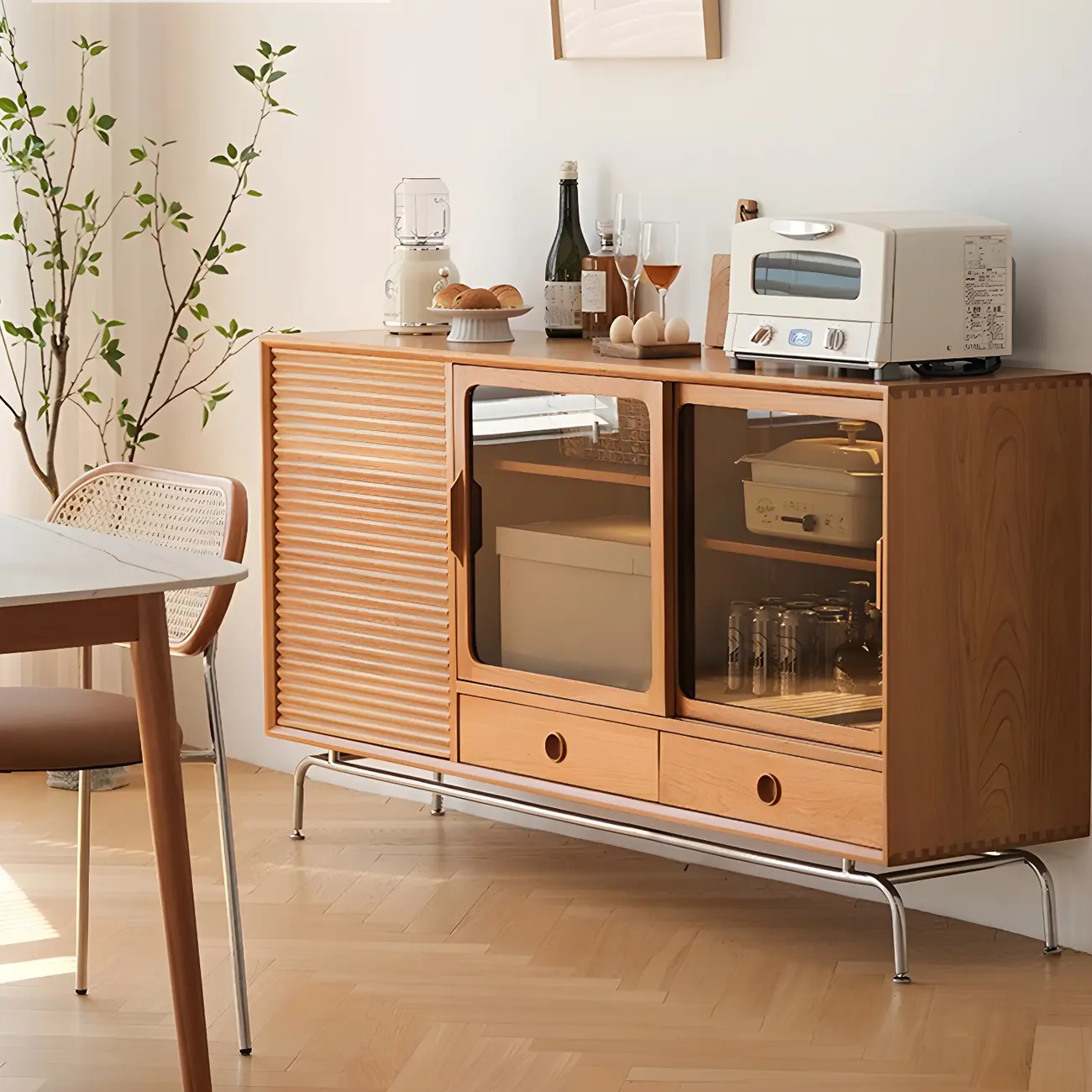 Wooden Glass Display Cabinet for Modern Living Room Image - 1 | homeyfad