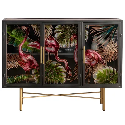 Modern Metal Glass Display Cabinet with Artistic Doors Image - 9