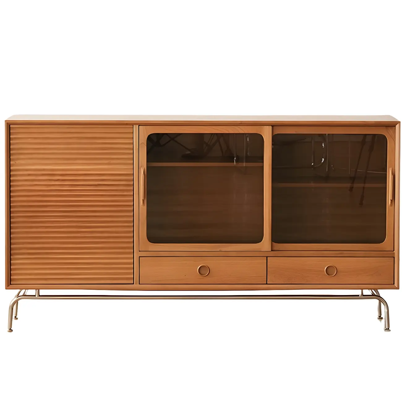 Wooden Glass Display Cabinet for Modern Living Room Image - 2 | homeyfad