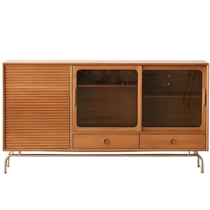 Wooden Glass Display Cabinet for Modern Living Room Image - 2