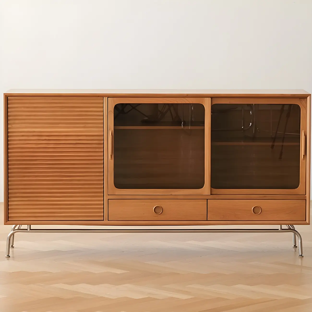 Wooden Glass Display Cabinet for Modern Living Room Image - 3 | homeyfad