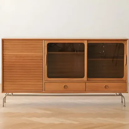 Wooden Glass Display Cabinet for Modern Living Room Image - 3