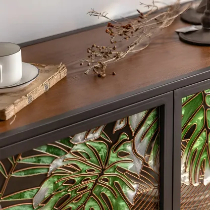 Modern Metal Glass Display Cabinet with Artistic Doors Image - 11