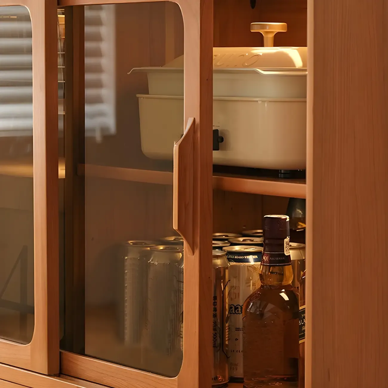 Wooden Glass Display Cabinet for Modern Living Room Image - 5