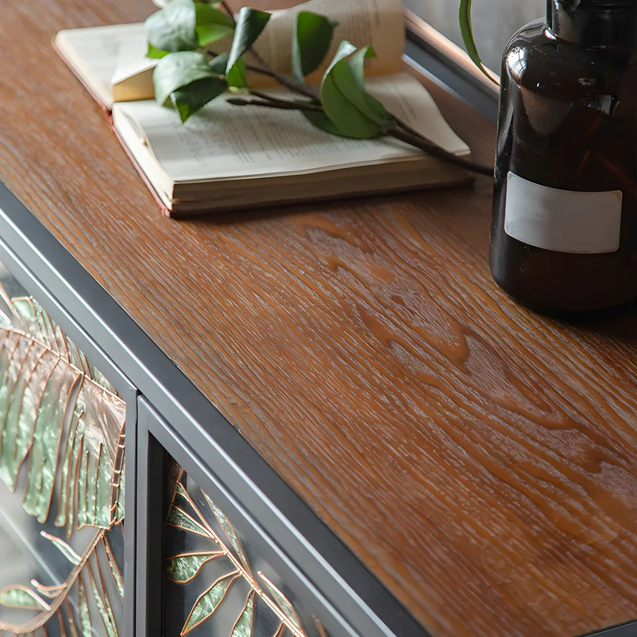 Modern Metal Glass Display Cabinet with Artistic Doors Image - 12 | homeyfad