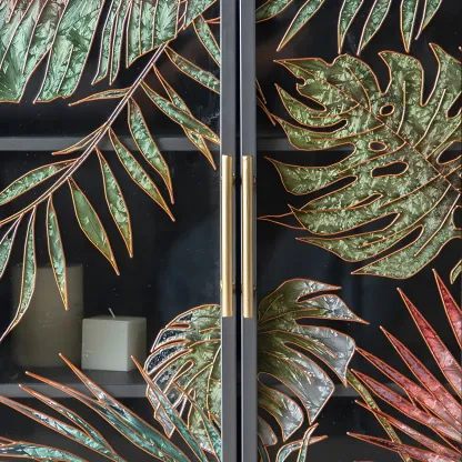 Modern Metal Glass Display Cabinet with Artistic Doors Image - 13