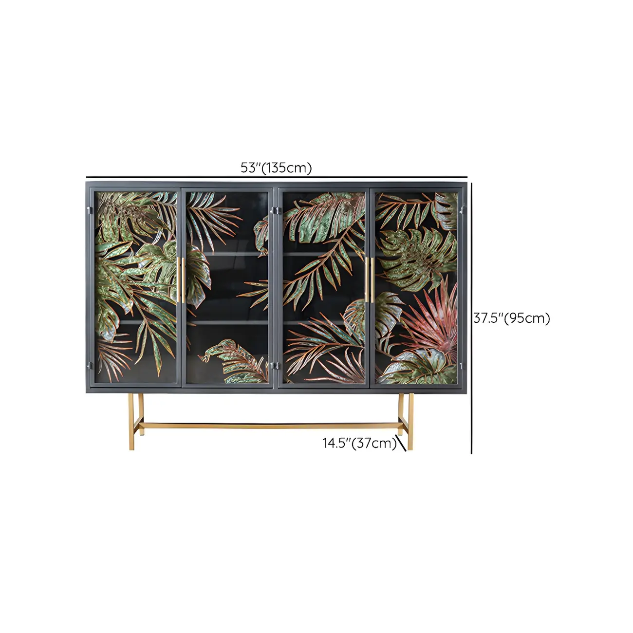 Modern Metal Glass Display Cabinet with Artistic Doors #size | homeyfad