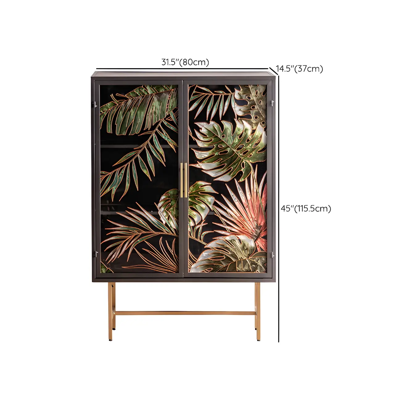 Modern Metal Glass Display Cabinet with Artistic Doors Image - 20 | homeyfad