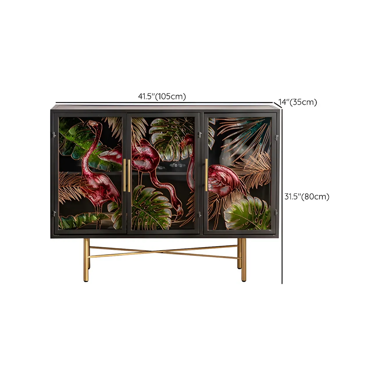 Modern Metal Glass Display Cabinet with Artistic Doors Image - 21