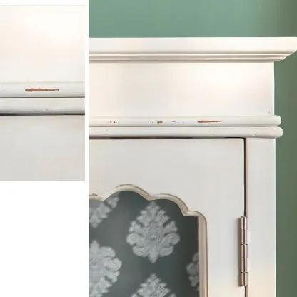 Vintage White Wooden Display Cabinet with Glass Doors for Home Image - 9